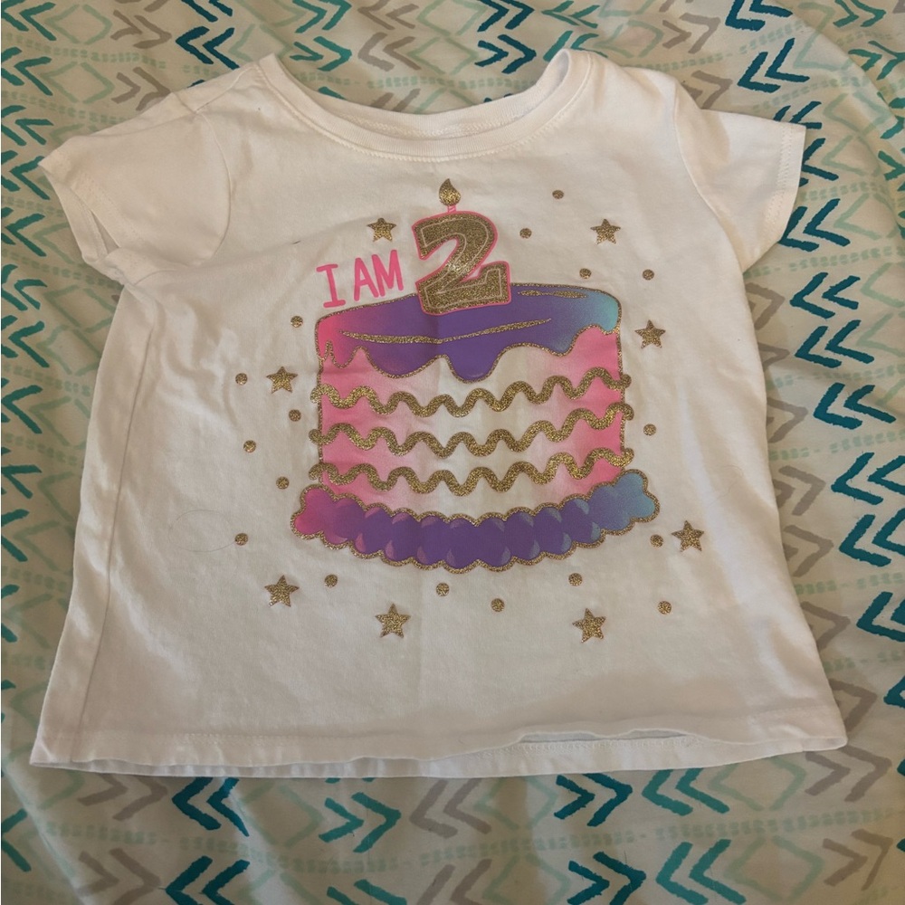 The Children's Place White and Pink Birthday Tee